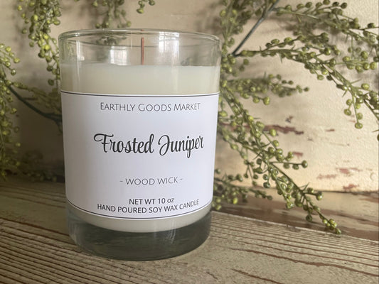 Frosted Juniper Wood Wick Candle