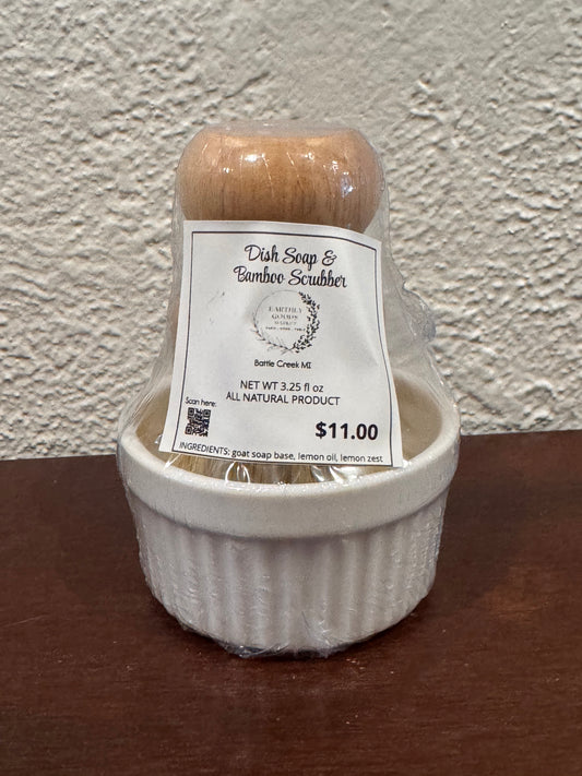 Dish Soap & Bamboo Scrubber SET